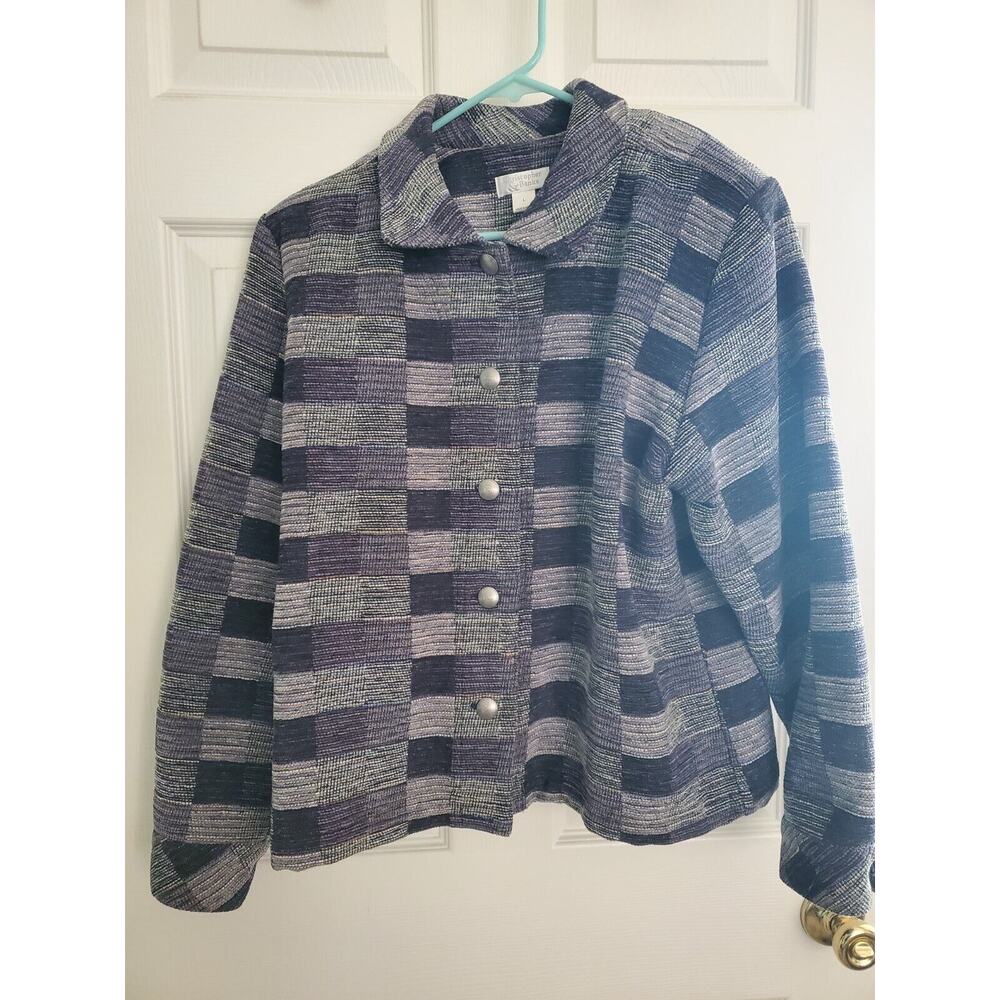 Christopher & Banks Blazer Womans Patchwork Tapestry Blazer Jacket, Workwear